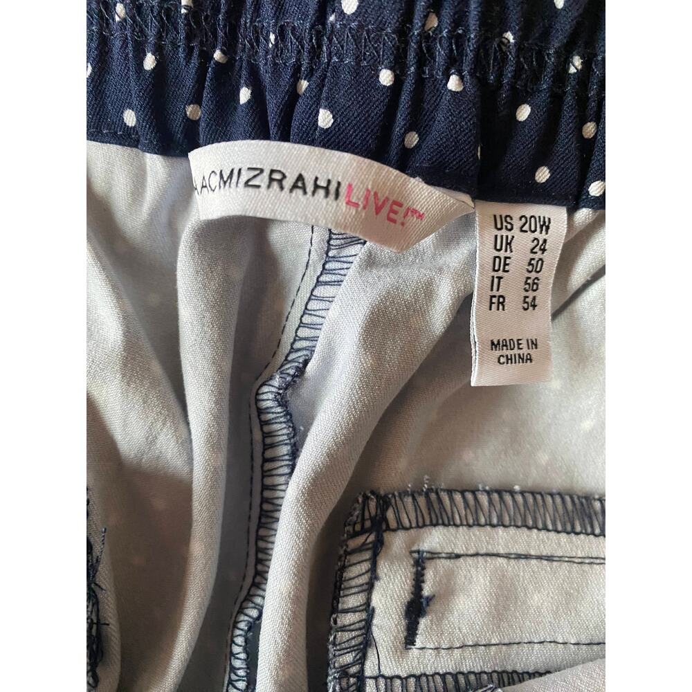 Isaac Mizrahi Live! Navy Blue White Dots 20W Pants Ankle Capri - Picture 5 of 9